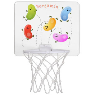 Cute happy jellybeans jumping cartoon illustration mini basketball hoop