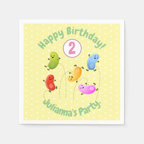 Cute happy jellybeans jumping cartoon illustration napkins