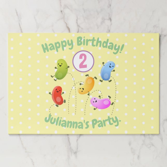 Cute happy jellybeans jumping cartoon illustration paper pad (Front)