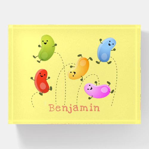 Cute happy jellybeans jumping cartoon illustration paperweight