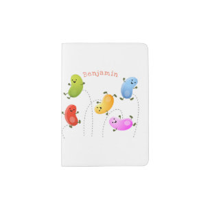 Cute happy jellybeans jumping cartoon illustration passport holder