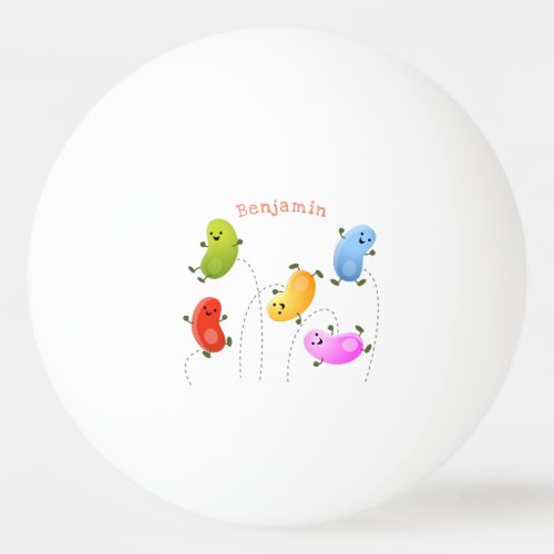 Cute happy jellybeans jumping cartoon illustration ping pong ball