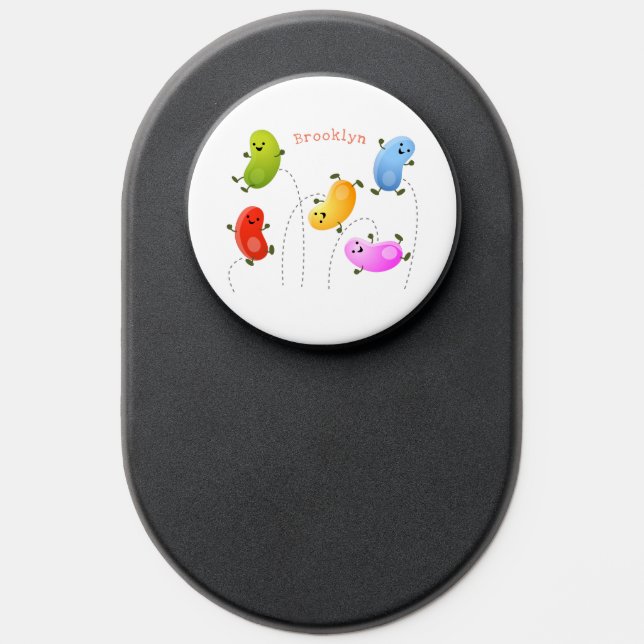 Cute happy jellybeans jumping cartoon illustration PopSocket (Popsocket)