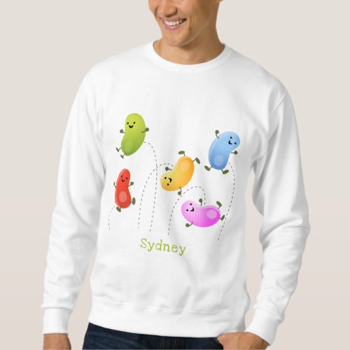 Cute happy jellybeans jumping cartoon illustration sweatshirt