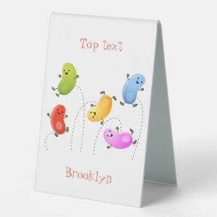 Cute happy jellybeans jumping cartoon illustration table tent