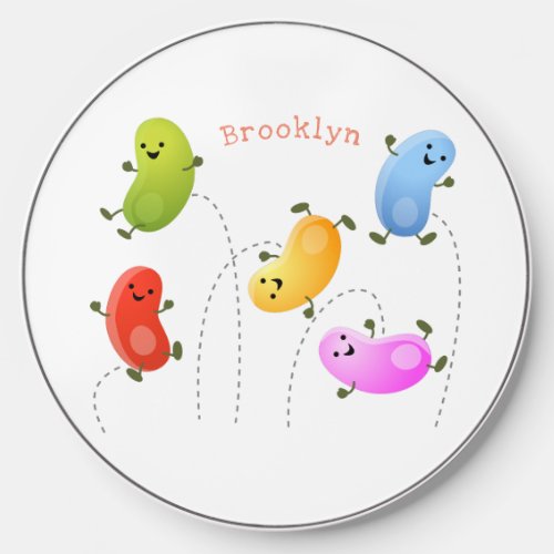 Cute happy jellybeans jumping cartoon illustration wireless charger 