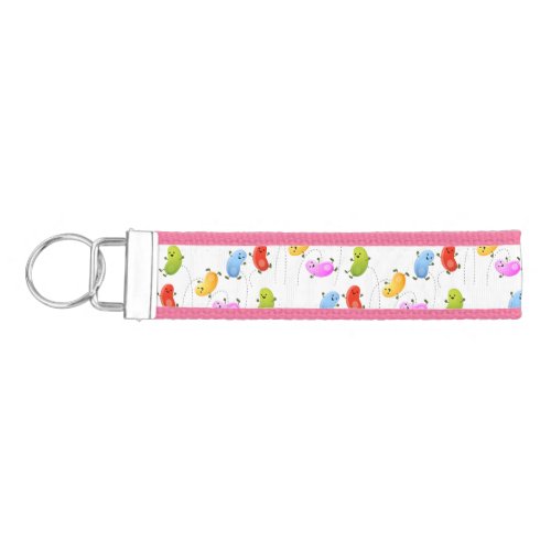 Cute happy jellybeans jumping cartoon illustration wrist keychain