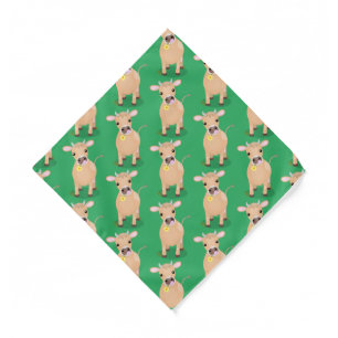 Cute happy jersey cow and flower cartoon bandana