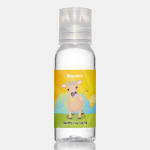 Cute happy jersey cow and flower cartoon hand sanitizer