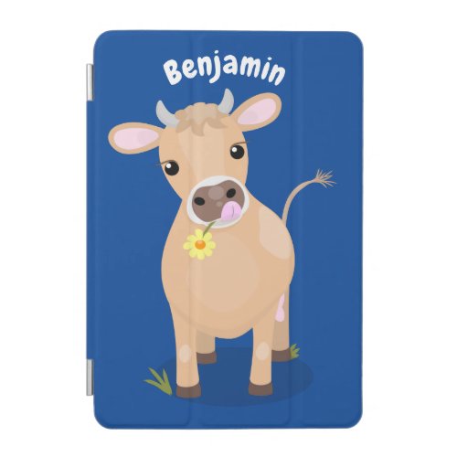 Cute happy jersey cow and flower cartoon iPad mini cover