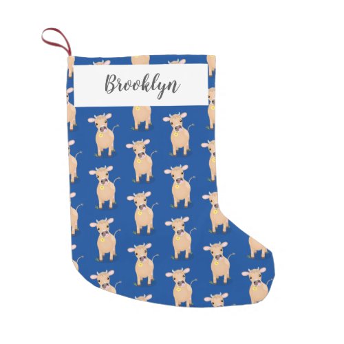Cute happy jersey cow and flower cartoon small christmas stocking