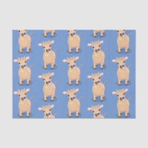 Cute happy jersey cow and flower cartoon tissue paper