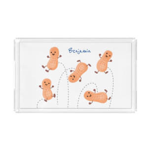 Cute happy jumping peanuts cartoon illustration acrylic tray