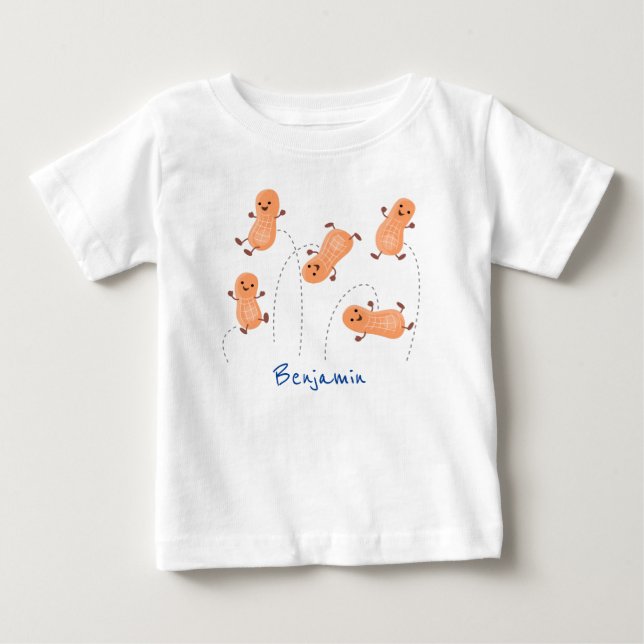 Cute happy jumping peanuts cartoon illustration baby T-Shirt (Front)