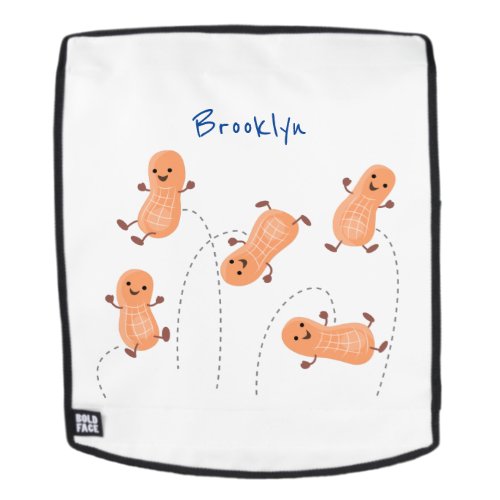 Cute happy jumping peanuts cartoon illustration backpack