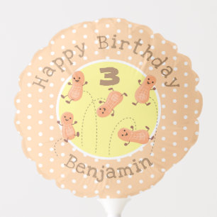 Cute happy jumping peanuts cartoon illustration balloon
