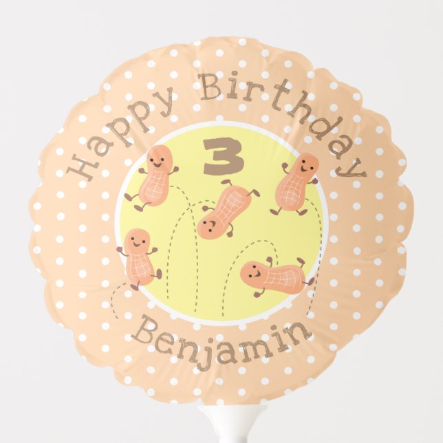 Cute happy jumping peanuts cartoon illustration balloon (Front)