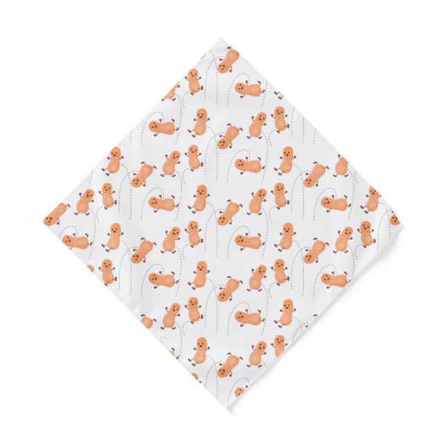 Cute happy jumping peanuts cartoon illustration  bandana (Front)