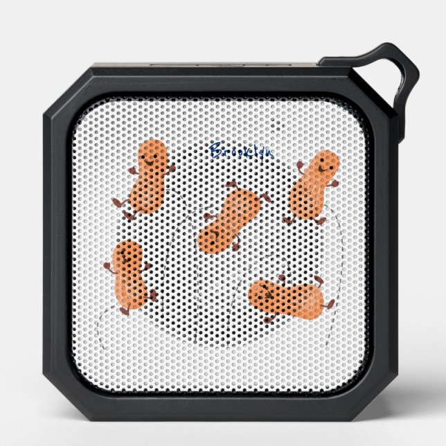 Cute happy jumping peanuts cartoon illustration bluetooth speaker (Front)