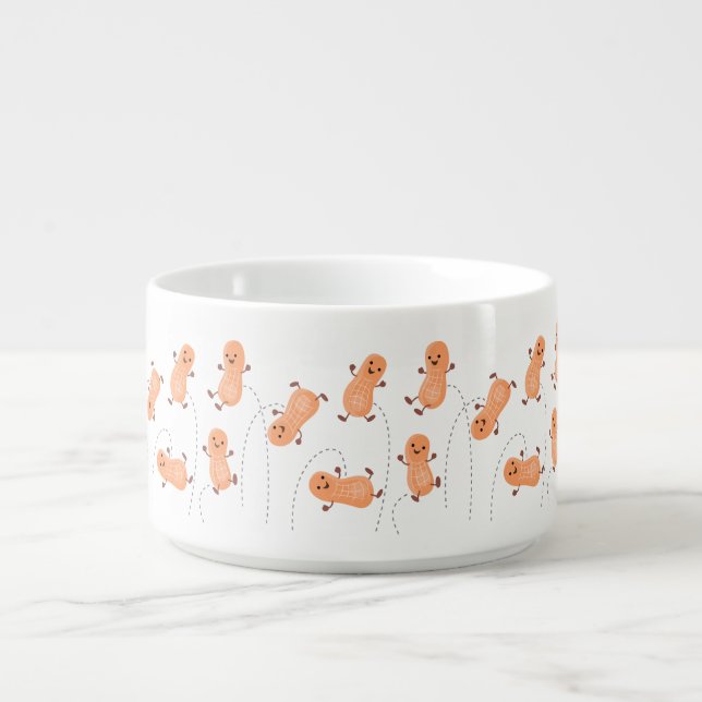 Cute happy jumping peanuts cartoon illustration bowl (Center)