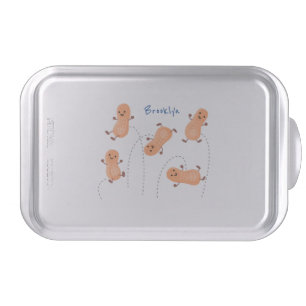 Cute happy jumping peanuts cartoon illustration cake pan