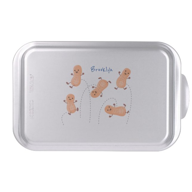 Cute happy jumping peanuts cartoon illustration cake pan (Front)