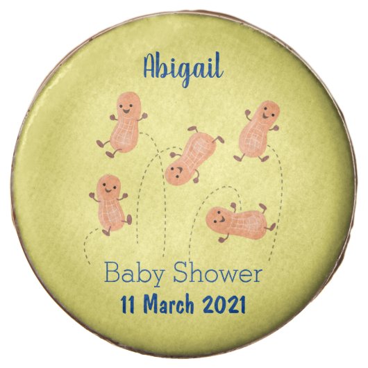 Cute happy jumping peanuts cartoon illustration chocolate covered oreo (Front)