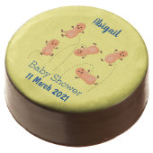 Cute happy jumping peanuts cartoon illustration chocolate covered oreo (Angled)