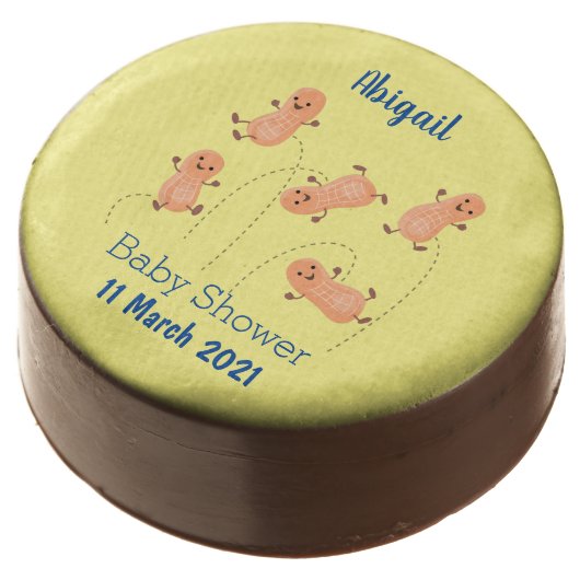 Cute happy jumping peanuts cartoon illustration chocolate covered oreo (Angled)