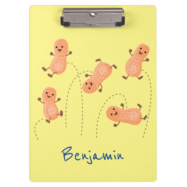 Cute happy jumping peanuts cartoon illustration clipboard (Front)