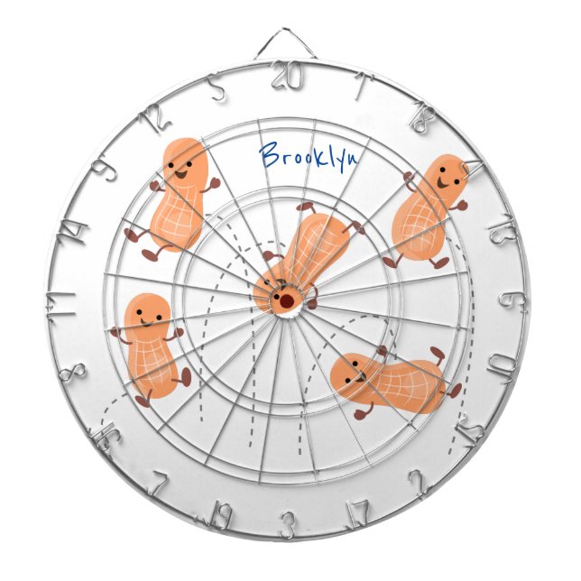 Cute happy jumping peanuts cartoon illustration dart board (Front)