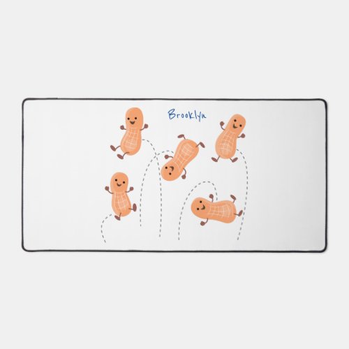 Cute happy jumping peanuts cartoon illustration desk mat