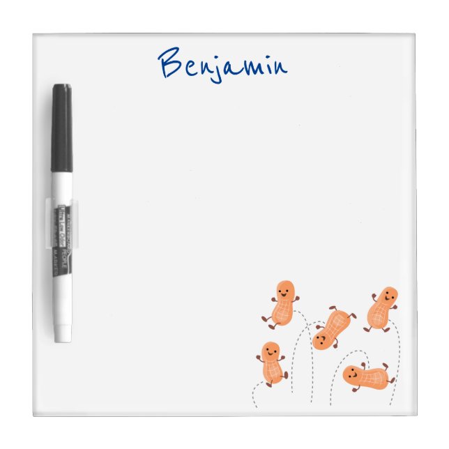 Cute happy jumping peanuts cartoon illustration dry erase board (Front)