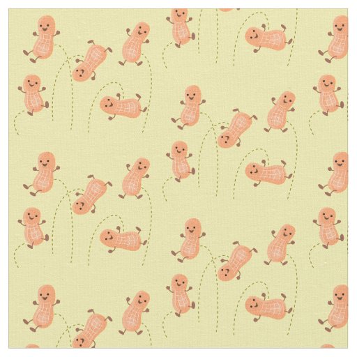 Cute happy jumping peanuts cartoon illustration fabric