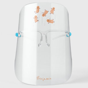 Cute happy jumping peanuts cartoon illustration face shield