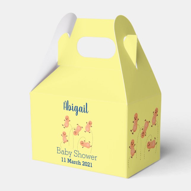 Cute happy jumping peanuts cartoon illustration  favor boxes (Front Side)