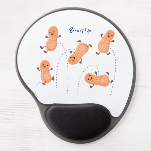 Cute happy jumping peanuts cartoon illustration gel mouse pad