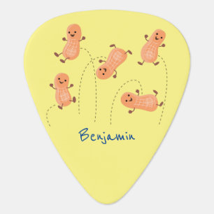 Cute happy jumping peanuts cartoon illustration  guitar pick
