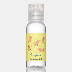 Cute happy jumping peanuts cartoon illustration hand sanitizer
