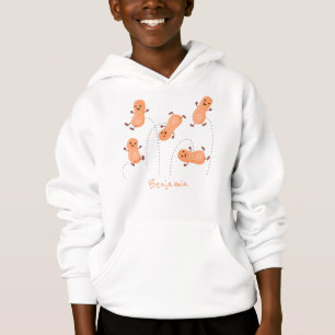 Cute happy jumping peanuts cartoon illustration hoodie