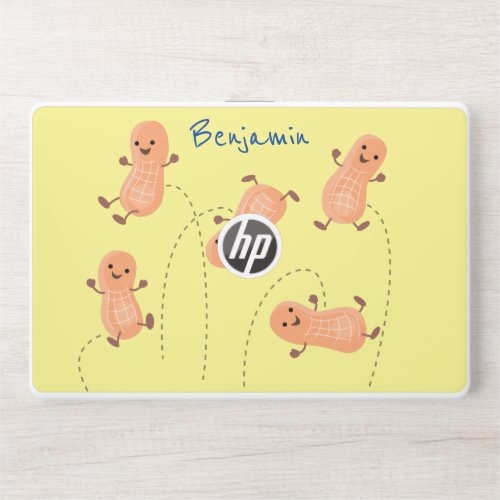 Cute happy jumping peanuts cartoon illustration HP laptop skin