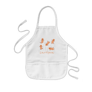 Cute happy jumping peanuts cartoon illustration kids' apron