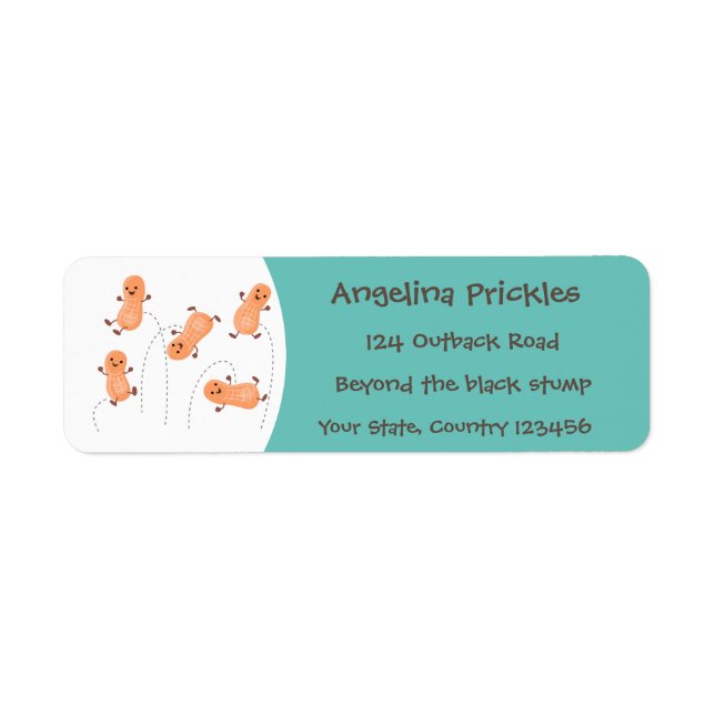 Cute happy jumping peanuts cartoon illustration label (Front)