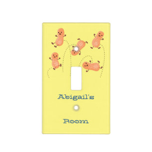 Cute happy jumping peanuts cartoon illustration light switch cover