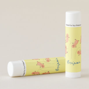 Cute happy jumping peanuts cartoon illustration lip balm