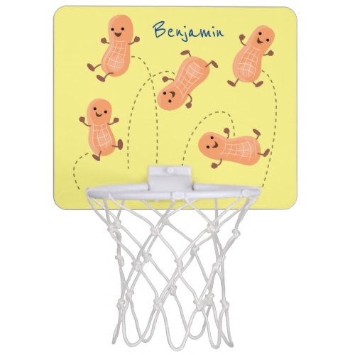 Cute happy jumping peanuts cartoon illustration mini basketball hoop