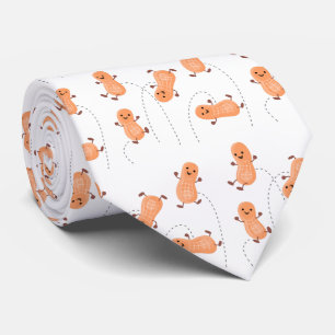 Cute happy jumping peanuts cartoon illustration neck tie