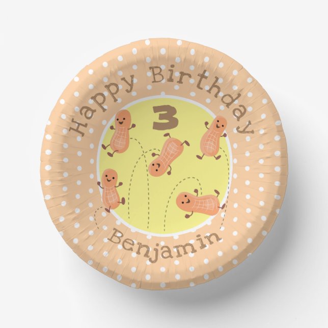 Cute happy jumping peanuts cartoon illustration paper bowls (Front)