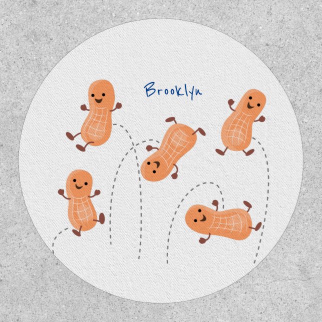 Cute happy jumping peanuts cartoon illustration patch (Front)