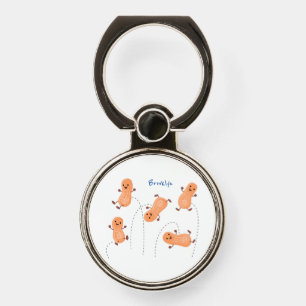 Cute happy jumping peanuts cartoon illustration phone ring stand